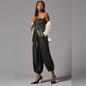 Anthropologie Faux Leather Balloon Jumpsuit